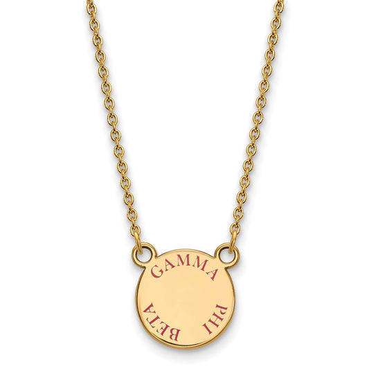 Gold Plated Sterling Silver Logoart Gamma Phi Beta Sorority Text Small Color Enamel Pendant 18 Inch Necklace