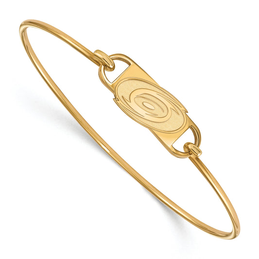 Gold Plated Sterling Silver Nhl Logoart Carolina Hurricanes Small Center 7 Inch Wire Bangle