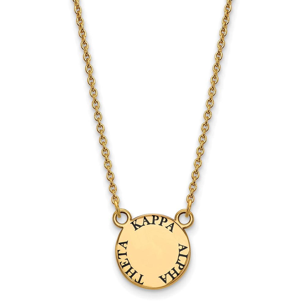 Gold Plated Sterling Silver Logoart Kappa Alpha Theta Sorority Text Small Color Enamel Pendant 18 Inch Necklace