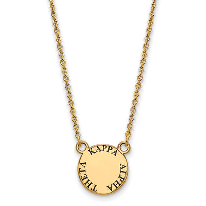 Gold Plated Sterling Silver Logoart Kappa Alpha Theta Sorority Text Small Color Enamel Pendant 18 Inch Necklace