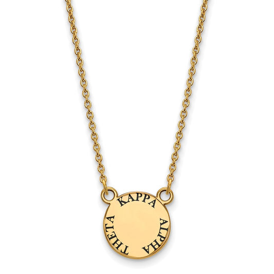 Gold Plated Sterling Silver Logoart Kappa Alpha Theta Sorority Text Small Color Enamel Pendant 18 Inch Necklace