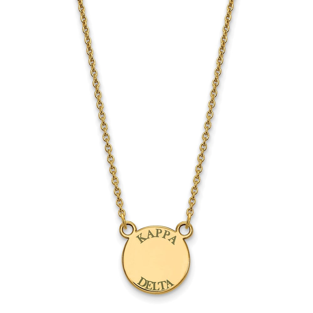 Gold Plated Sterling Silver Logoart Kappa Delta Sorority Text Small Color Enamel Pendant 18 Inch Necklace