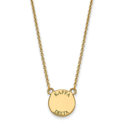 Gold Plated Sterling Silver Logoart Kappa Delta Sorority Text Small Color Enamel Pendant 18 Inch Necklace