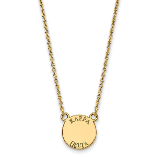 Gold Plated Sterling Silver Logoart Kappa Delta Sorority Text Small Color Enamel Pendant 18 Inch Necklace