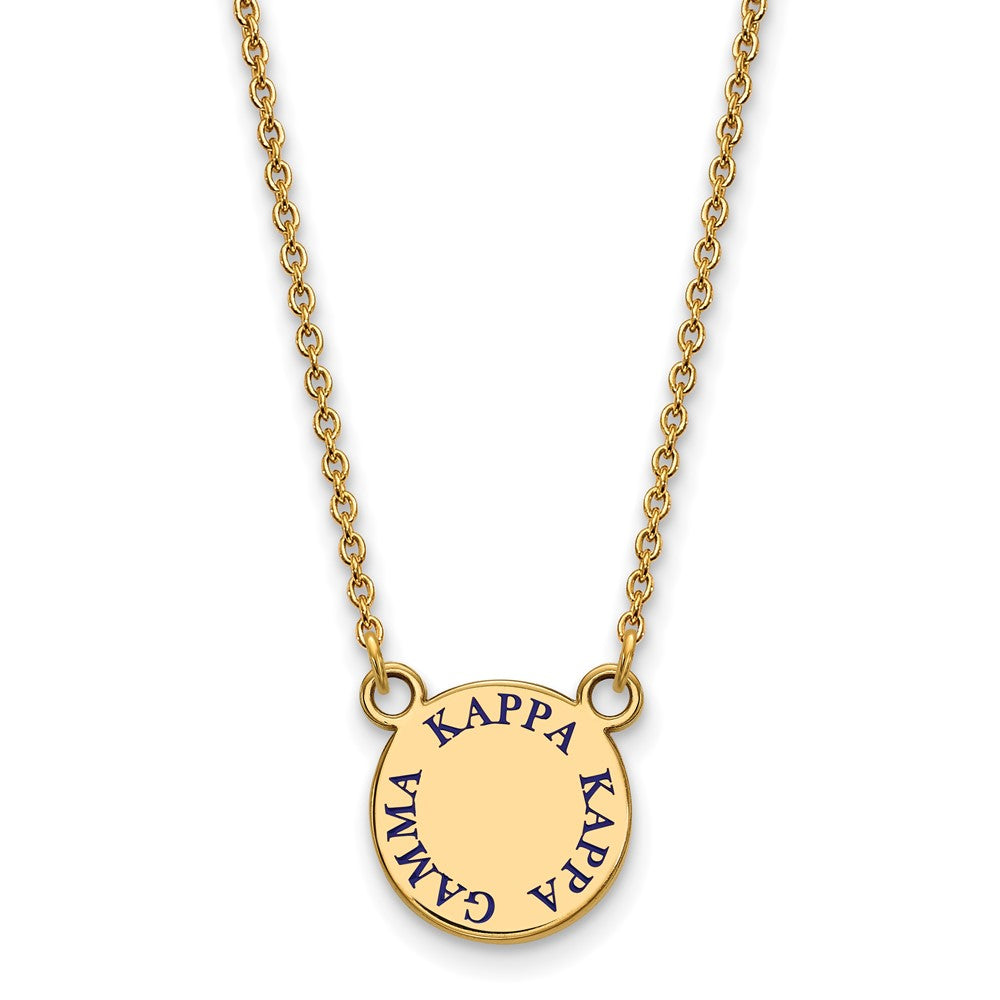 Gold Plated Sterling Silver Logoart Kappa Gamma Sorority Text Small Color Enamel Pendant 18 Inch Necklace