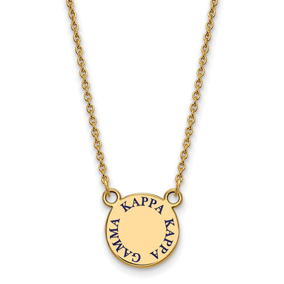 Gold Plated Sterling Silver Logoart Kappa Gamma Sorority Text Small Color Enamel Pendant 18 Inch Necklace