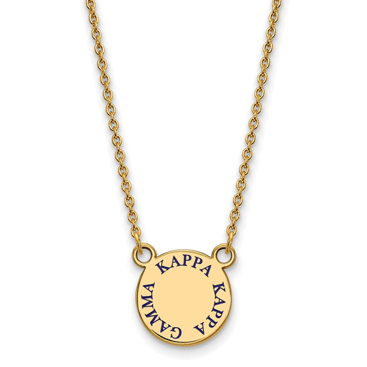 Gold Plated Sterling Silver Logoart Kappa Gamma Sorority Text Small Color Enamel Pendant 18 Inch Necklace