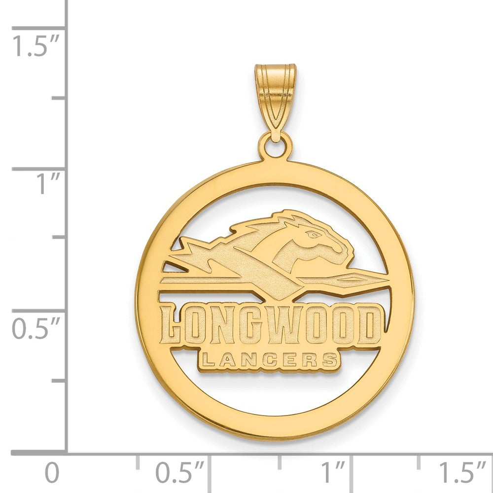 Gold Plated Sterling Silver Logoart Longwood University Lancers Large Circle Pendant
