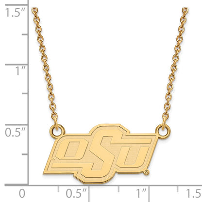 14K Yellow Gold Logoart Oklahoma State University O S U Small Pendant 18 Inch Necklace