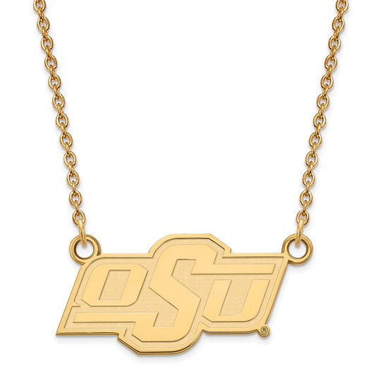 14K Yellow Gold Logoart Oklahoma State University O S U Small Pendant 18 Inch Necklace
