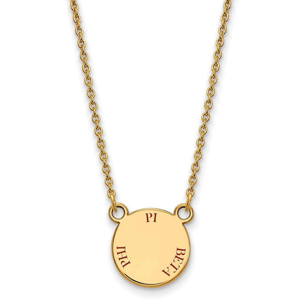 Gold Plated Sterling Silver Logoart Pi Beta Phi Sorority Text Small Color Enamel Pendant 18 Inch Necklace