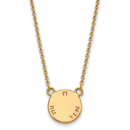 Gold Plated Sterling Silver Logoart Pi Beta Phi Sorority Text Small Color Enamel Pendant 18 Inch Necklace