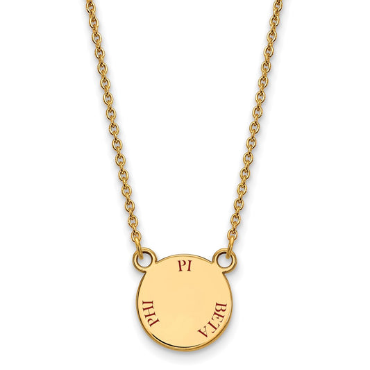 Gold Plated Sterling Silver Logoart Pi Beta Phi Sorority Text Small Color Enamel Pendant 18 Inch Necklace