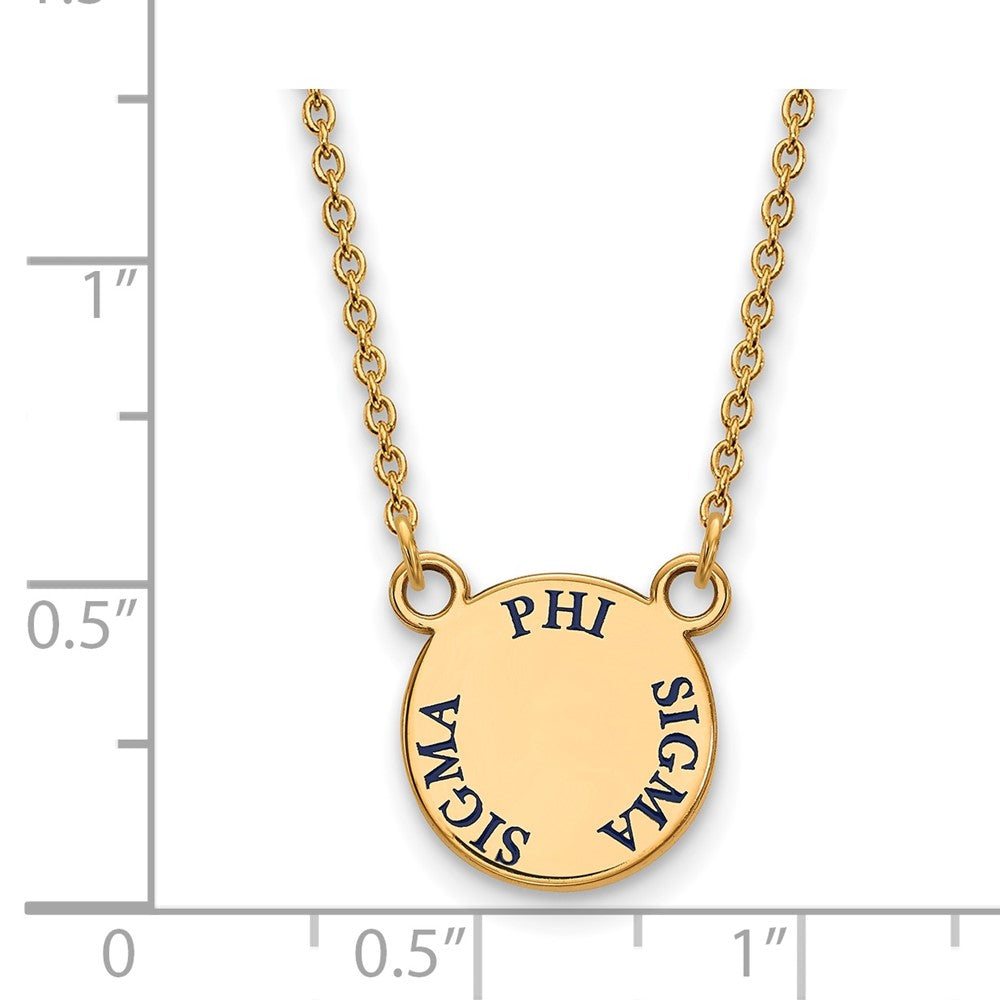 Gold Plated Sterling Silver Logoart Phi Sigma Sorority Text Small Color Enamel Pendant 18 Inch Necklace