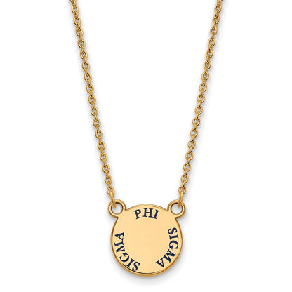 Gold Plated Sterling Silver Logoart Phi Sigma Sorority Text Small Color Enamel Pendant 18 Inch Necklace