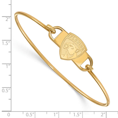 Gold Plated Sterling Silver Nhl Logoart Florida Panthers Small Center 7 Inch Wire Bangle