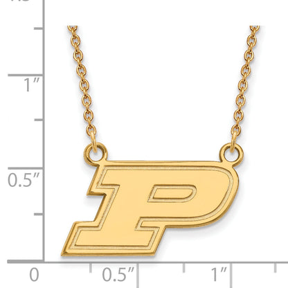 Gold Plated Sterling Silver Logoart Purdue University Letter P Small Pendant 18 Inch Necklace