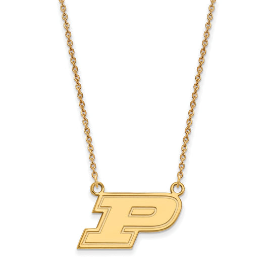 14K Yellow Gold Logoart Purdue University Letter P Small Pendant 18 Inch Necklace