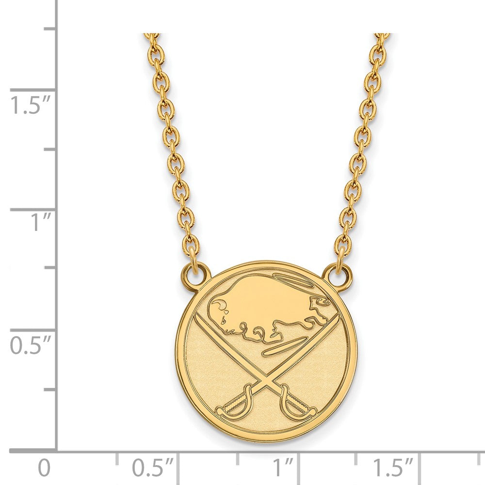 10K Yellow Gold Nhl Logoart Buffalo Sabres Large Pendant 18 Inch Necklace
