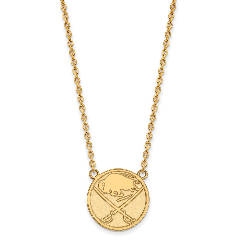 10K Yellow Gold Nhl Logoart Buffalo Sabres Large Pendant 18 Inch Necklace
