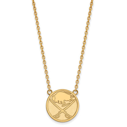 10K Yellow Gold Nhl Logoart Buffalo Sabres Large Pendant 18 Inch Necklace