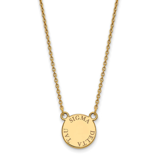 Gold Plated Sterling Silver Logoart Sigma Delta Tau Sorority Text Small Color Enamel Pendant 18 Inch Necklace