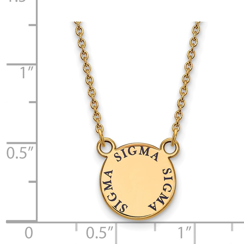 Gold Plated Sterling Silver Logoart Sigma Sorority Text Small Color Enamel Pendant 18 Inch Necklace