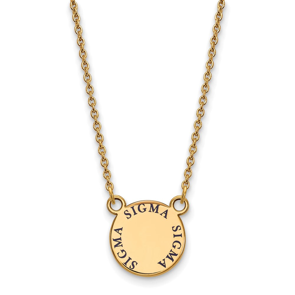 Gold Plated Sterling Silver Logoart Sigma Sorority Text Small Color Enamel Pendant 18 Inch Necklace