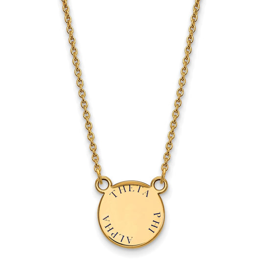 Gold Plated Sterling Silver Logoart Theta Phi Alpha Sorority Text Small Color Enamel Pendant 18 Inch Necklace