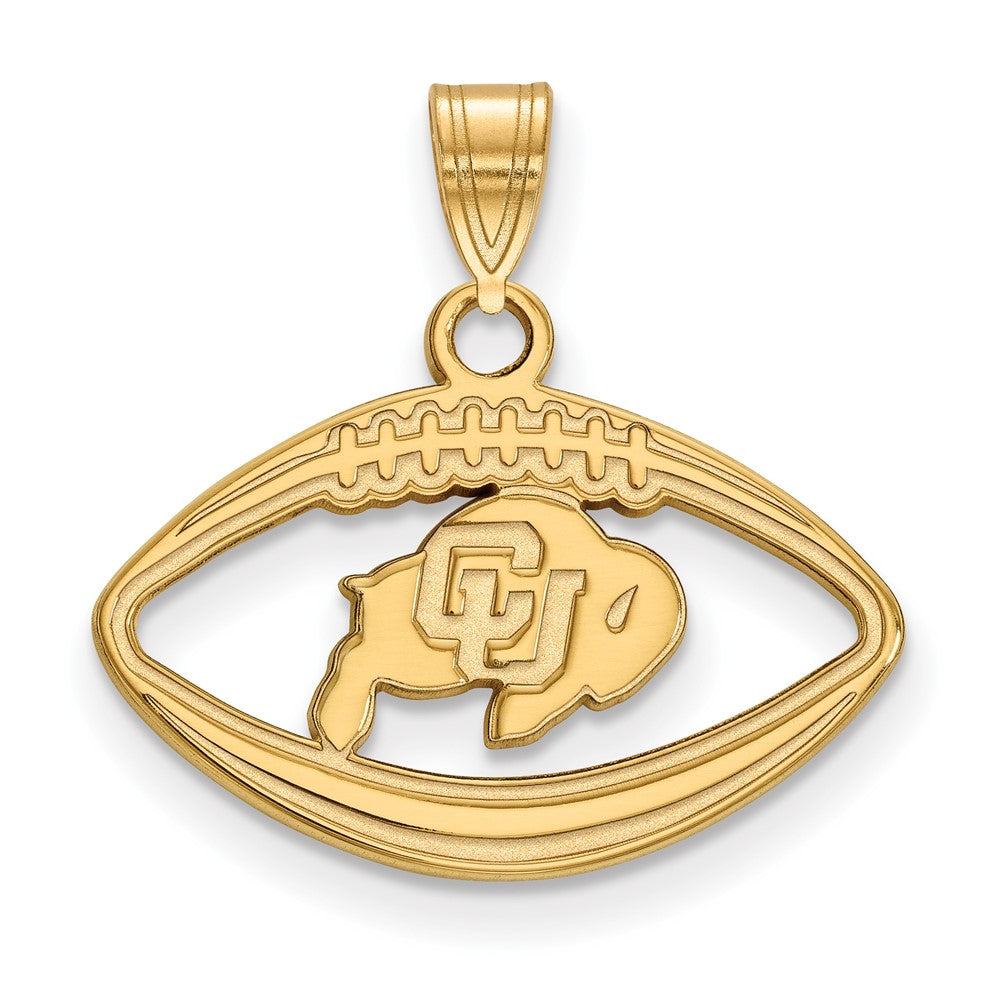Gold Plated Sterling Silver Logoart University Of Colorado Buffalo Football Pendant