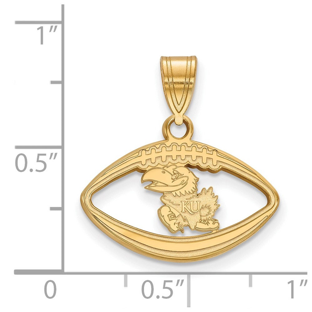 Gold Plated Sterling Silver Logoart University Of Kansas Jayhawk Football Pendant