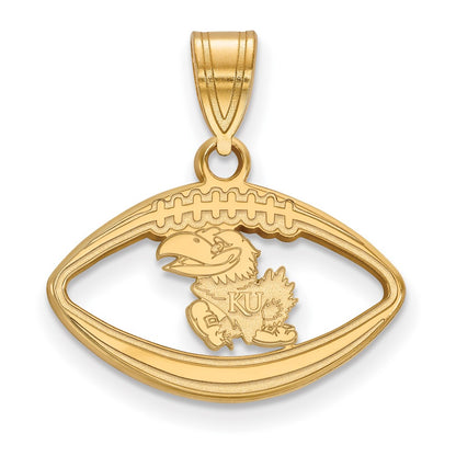 Gold Plated Sterling Silver Logoart University Of Kansas Jayhawk Football Pendant