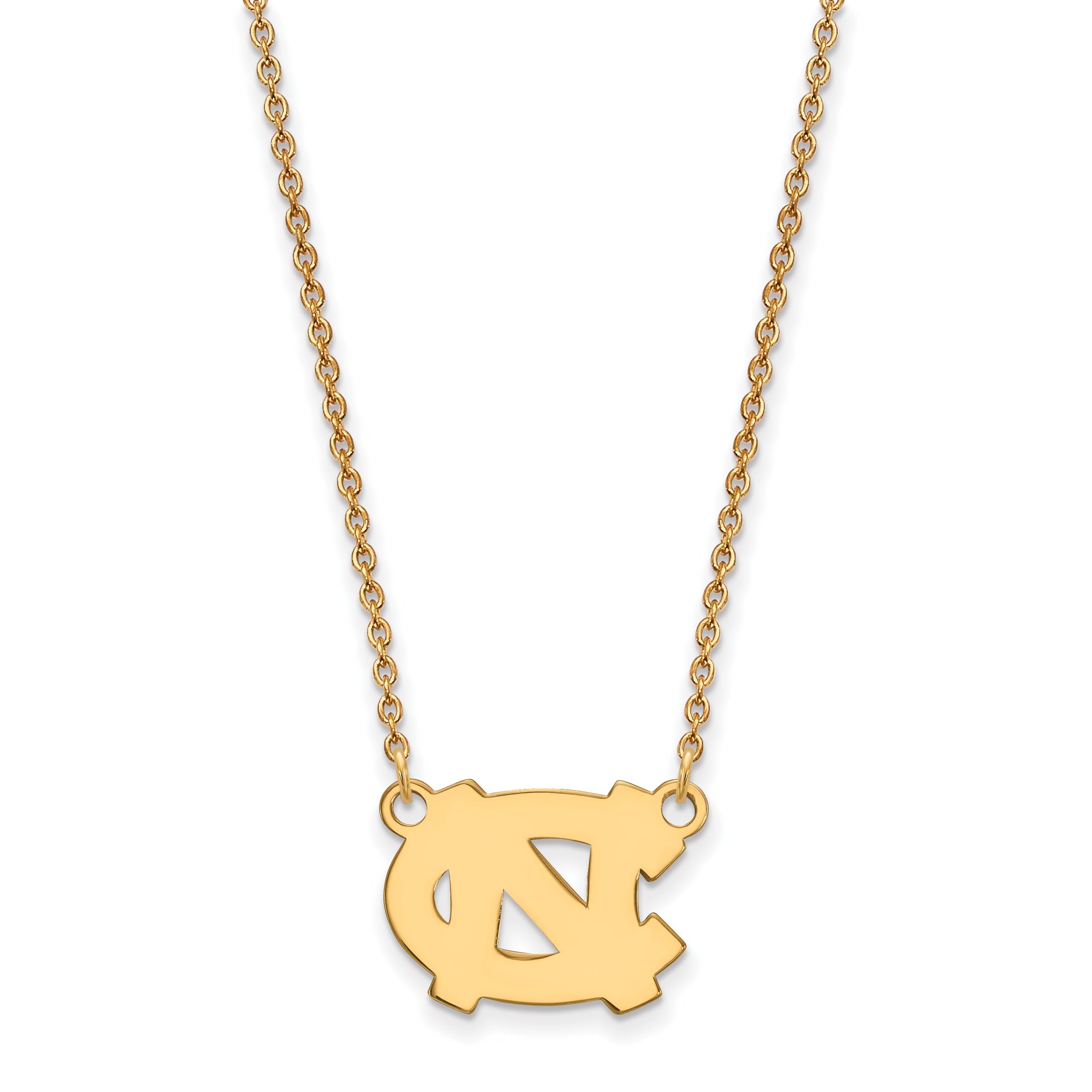 Gold Plated Sterling Silver Logoart University Of North Carolina N C Small Pendant 18 Inch Necklace