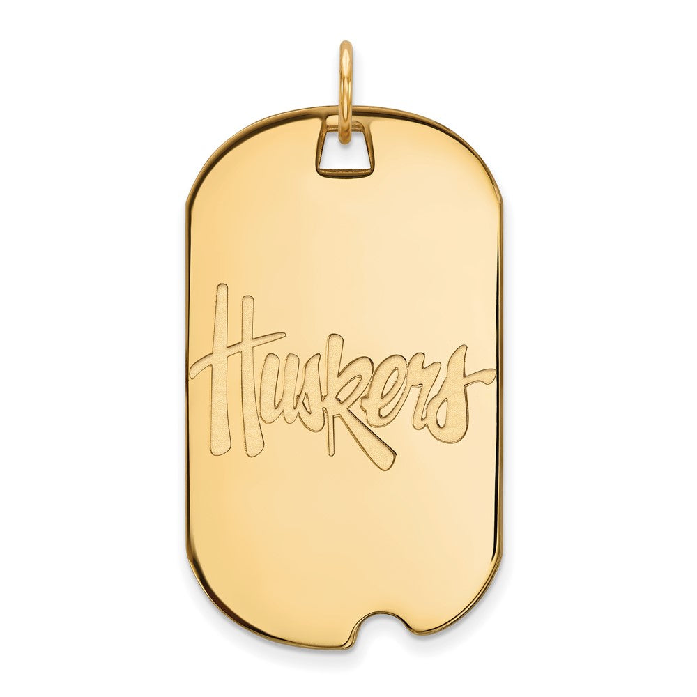14K Yellow Gold Logoart University Of Nebraska Huskers Large Dog Tag Pendant