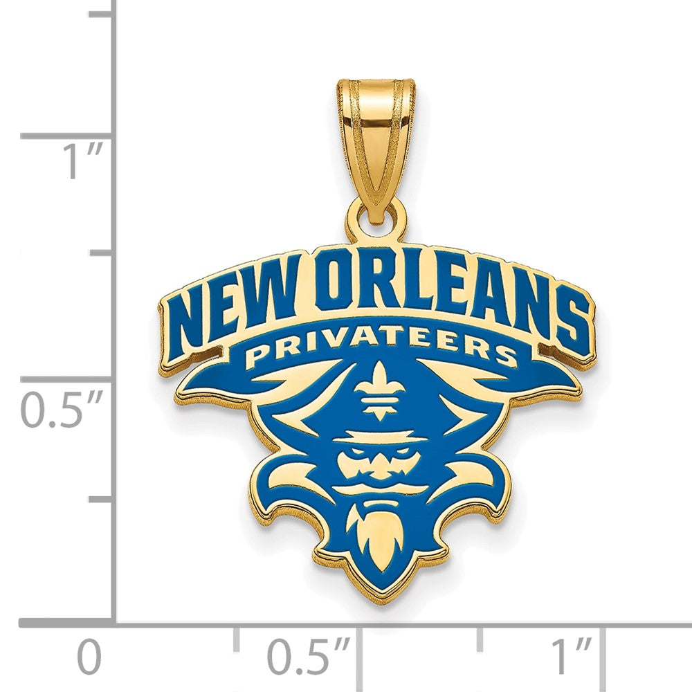 Gold Plated Sterling Silver Logoart University Of New Orleans U N O Extra Large Enameled Pendant