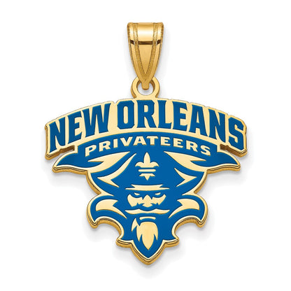 Gold Plated Sterling Silver Logoart University Of New Orleans U N O Extra Large Enameled Pendant