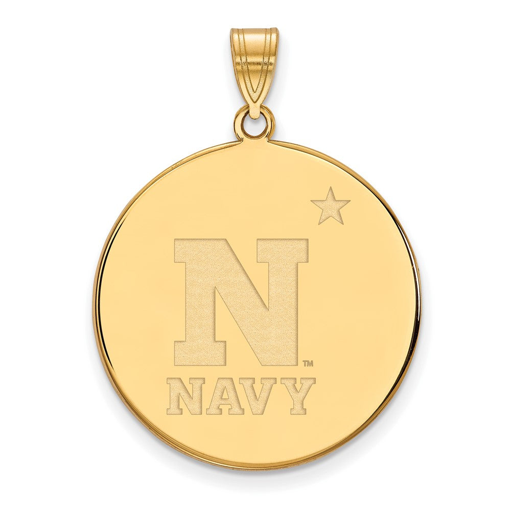 Gold Plated Sterling Silver Logoart Us Naval Academy Extra Large Disc Pendant