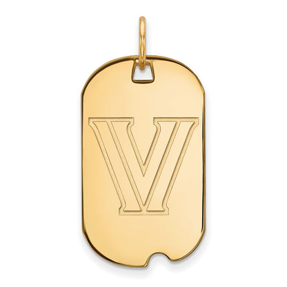 Gold Plated Sterling Silver Logoart Villanova University Letter V Small Dog Tag Pendant