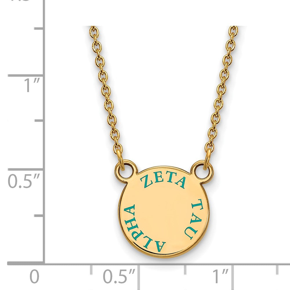 Gold Plated Sterling Silver Logoart Zeta Tau Alpha Sorority Text Small Color Enamel Pendant 18 Inch Necklace