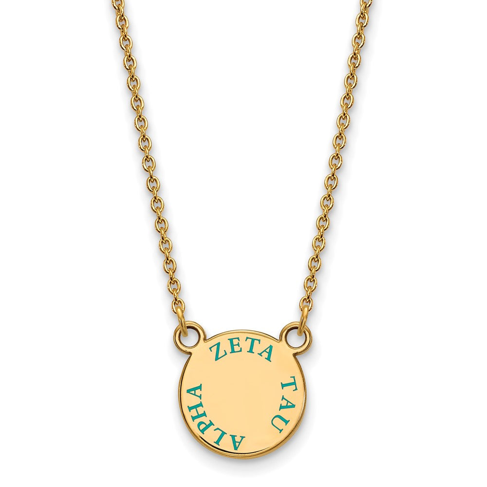 Gold Plated Sterling Silver Logoart Zeta Tau Alpha Sorority Text Small Color Enamel Pendant 18 Inch Necklace