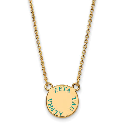 Gold Plated Sterling Silver Logoart Zeta Tau Alpha Sorority Text Small Color Enamel Pendant 18 Inch Necklace