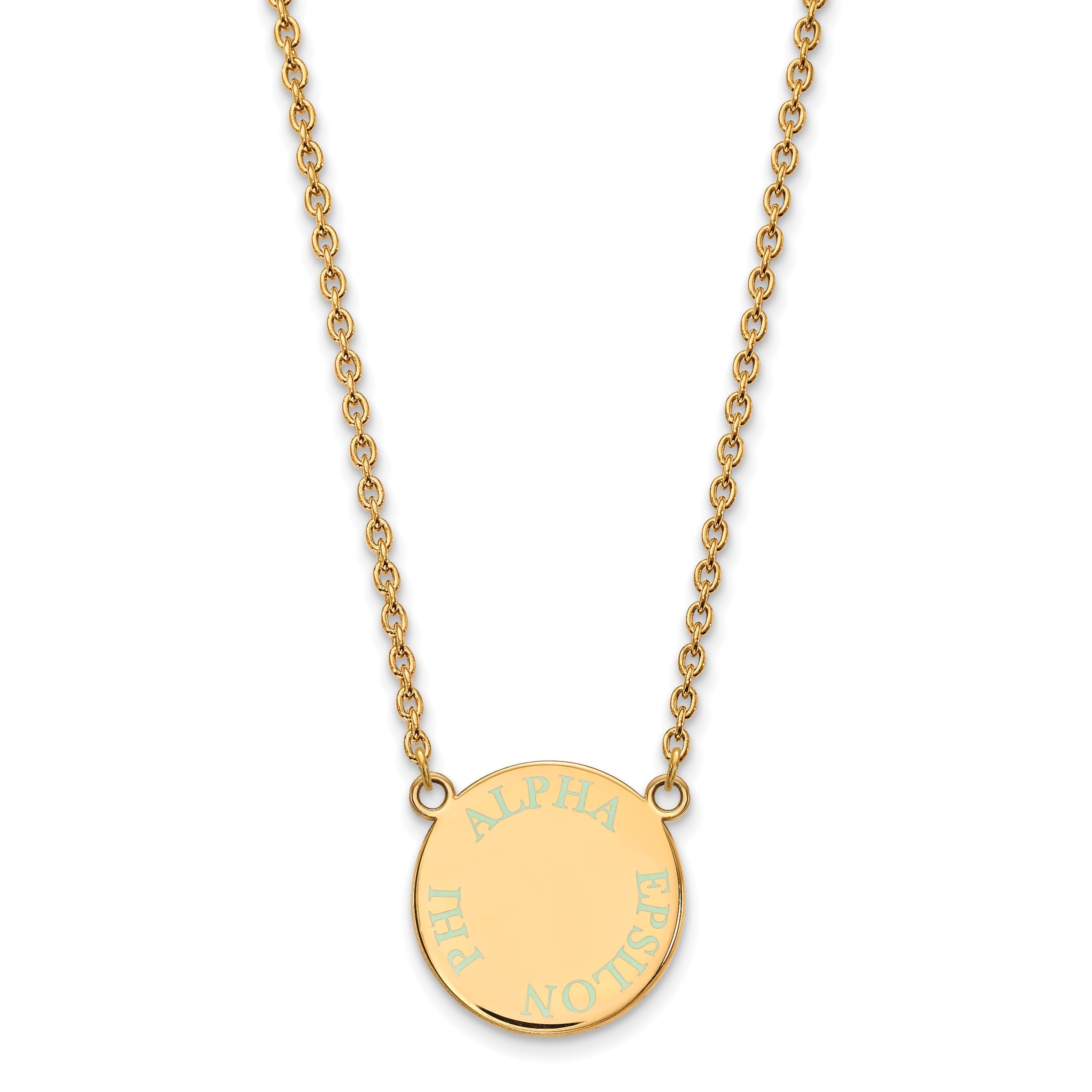 Gold Plated Sterling Silver Logoart Alpha Epsilon Phi Sorority Text Small Color Enamel Pendant 18 Inch Necklace
