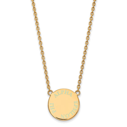 Gold Plated Sterling Silver Logoart Alpha Epsilon Phi Sorority Text Small Color Enamel Pendant 18 Inch Necklace