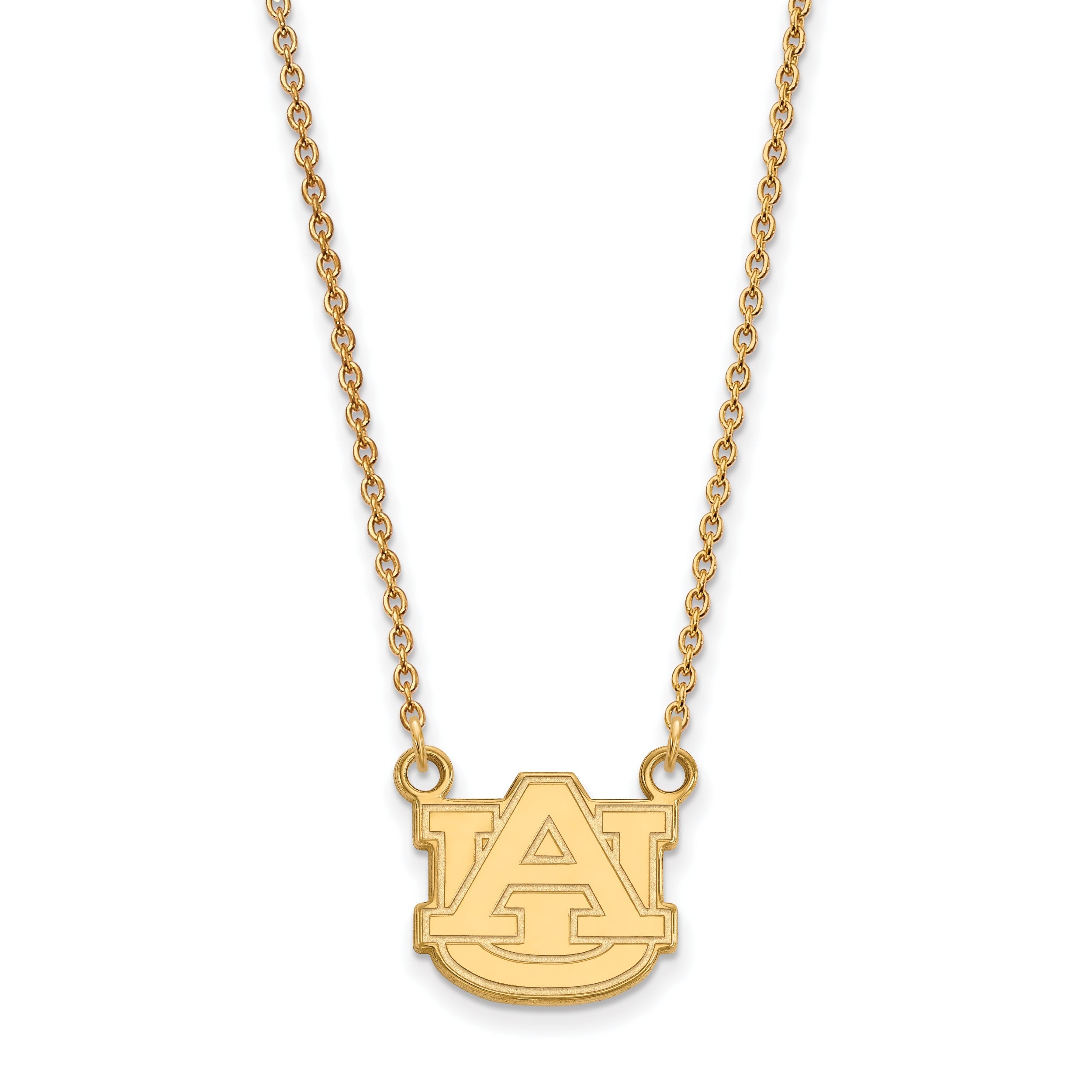 Gold Plated Sterling Silver Logoart Auburn University Small Pendant 18 Inch Necklace