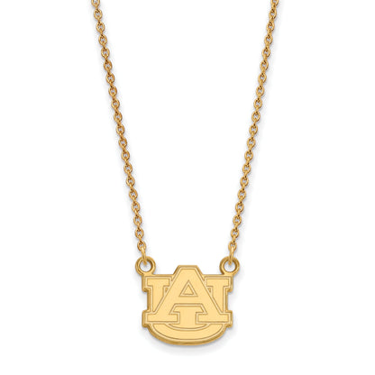 Gold Plated Sterling Silver Logoart Auburn University Small Pendant 18 Inch Necklace