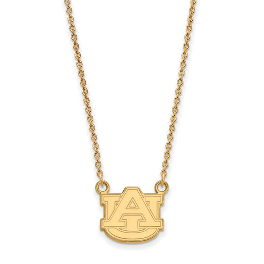 10K Yellow Gold Logoart Auburn University Small Pendant 18 Inch Necklace