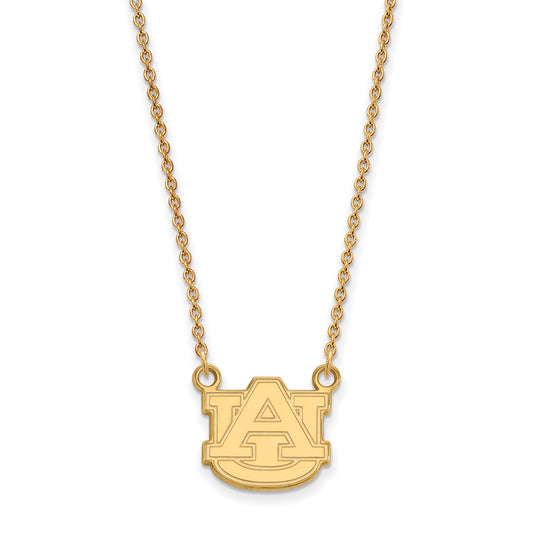 14K Yellow Gold Logoart Auburn University Small Pendant 18 Inch Necklace