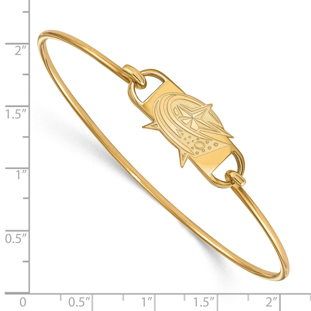 Gold Plated Sterling Silver Nhl Logoart Columbus Blue Jackets Small Center 7 Inch Wire Bangle