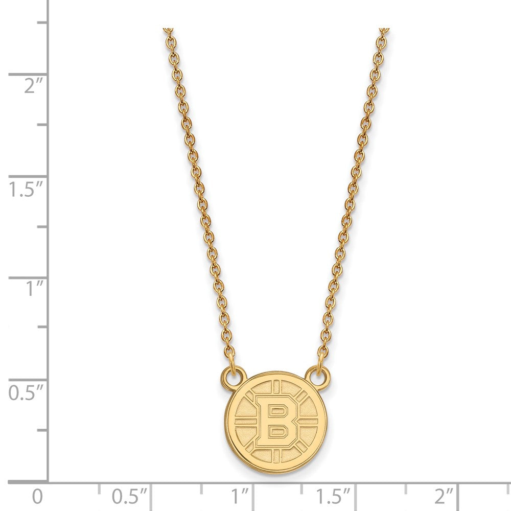 14K Yellow Gold Nhl Logoart Boston Bruins Small Pendant 18 Inch Necklace