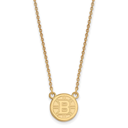 14K Yellow Gold Nhl Logoart Boston Bruins Small Pendant 18 Inch Necklace